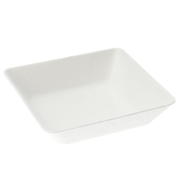 MiniPlato Hondo Caña de Azucar Blanco 6,5x6,5 cm (50 Uds)