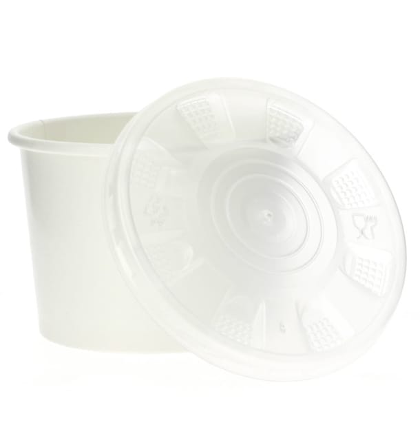 Tarrina de Cartón Blanco con Tapa PP 250ml (250 Uds) Tarrina de Cartón Blanco con Tapa PP 250ml (250 Uds)