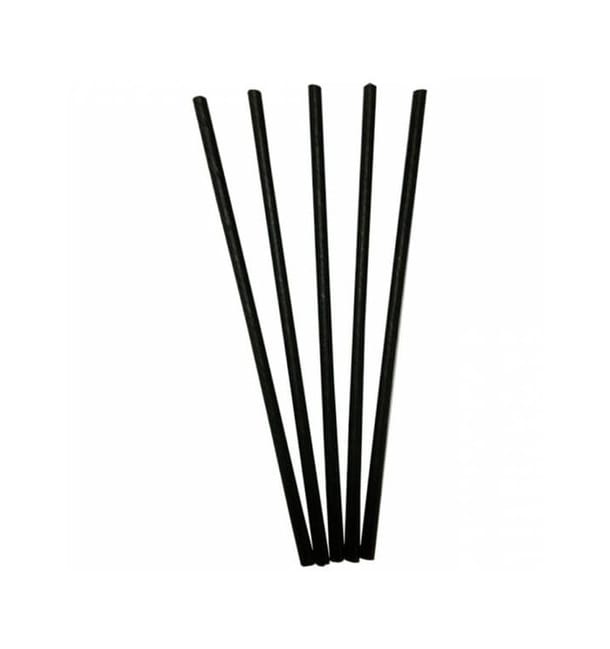 Pajita Recta de Papel Negro Ø6mm 20cm (100 Uds) Pajita Recta de Papel Negro Ø6mm 20cm (100 Uds)