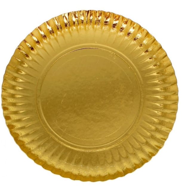 Plato de Carton Redondo Dorado 250 mm (100 Uds) Plato de Carton Redondo Dorado 250 mm (100 Uds)