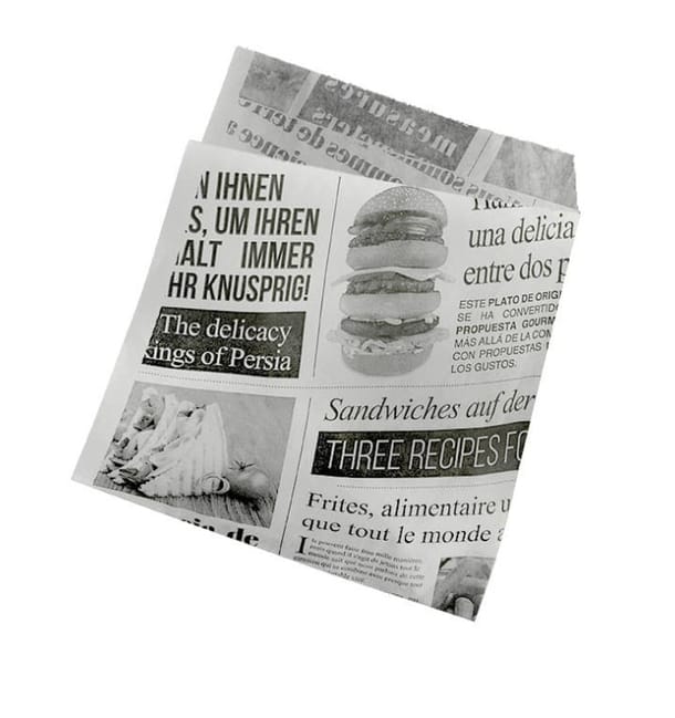 Bolsa Antigrasa Abierta 2L "News" 15x16cm (125 Uds) Bolsa Antigrasa Abierta 2L "News" 15x16cm (125 Uds)