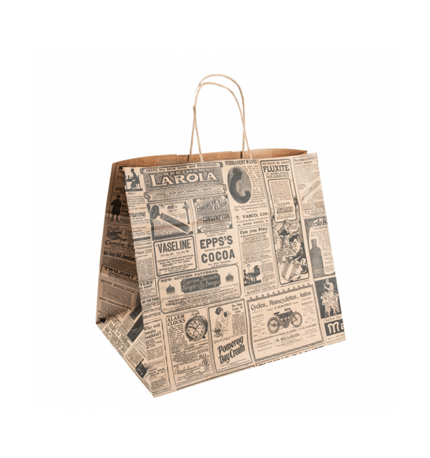 Bolsa Papel Kraft con Asas "Times" 80g 26+14x32 cm (50 Uds) Bolsa Papel Kraft con Asas "Times" 80g 26+14x32 cm (50 Uds)