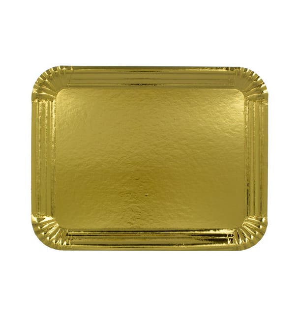 Bandeja de Cartón Rectangular Dorada 16x22 cm (100 Uds)