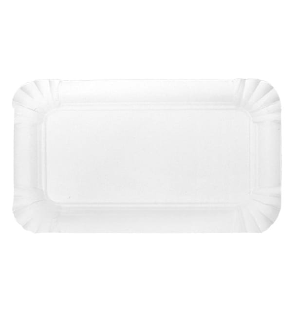 Bandeja de Carton Rectangular Blanca 10x16 cm (100 Uds) Bandeja de Carton Rectangular Blanca 10x16 cm (100 Uds)