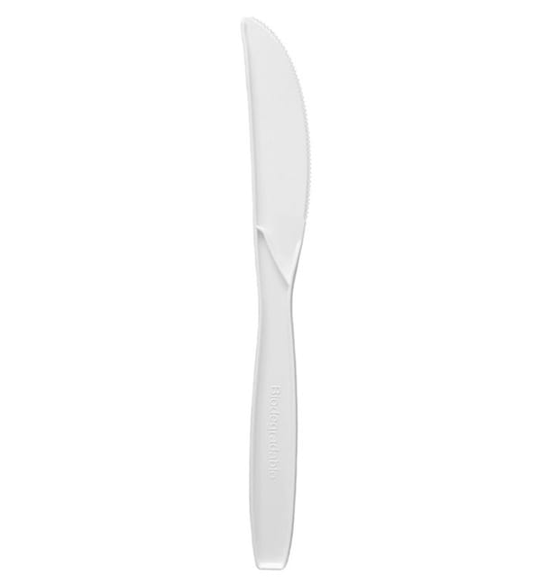 Cuchillo en Almidón de Maíz CPLA Blanco 18cm (50 Uds)