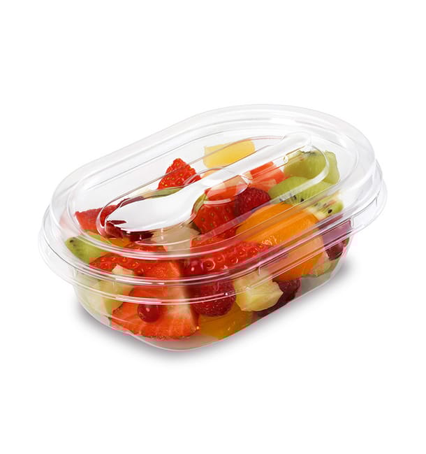 Bol Bisagra APET con Tenedor 370ml 190x140x64mm (20 Uds) Bol Bisagra APET con Tenedor 370ml 190x140x64mm (20 Uds)