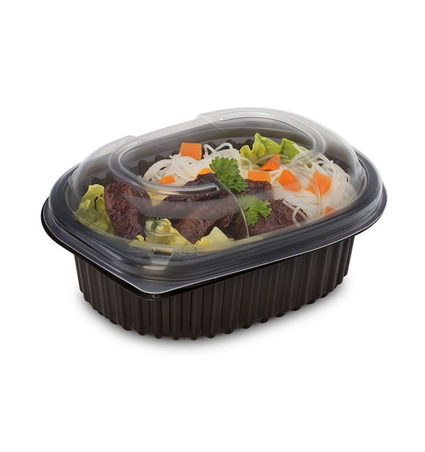 Envase Rectangular PP Negro 350ml 142x111x45mm (80 Uds) Envase Rectangular PP Negro 350ml 142x111x45mm (80 Uds)
