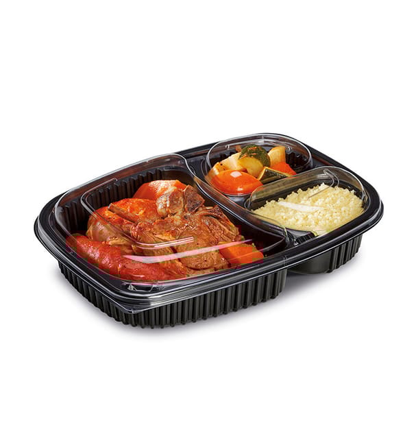 Envase Rectangular PP Negro 3C 1250ml 255x189x45mm (320 Uds) Envase Rectangular PP Negro 3C 1250ml 255x189x45mm (320 Uds)