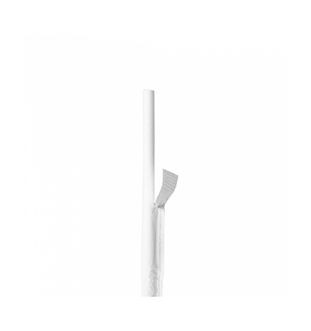 Pajita Recta de Papel Blanco Enfundada en Blanco Ø6mm 21cm (6000 Uds) Pajita Recta de Papel Blanco Enfundada en Blanco Ø6mm 21cm (6000 Uds)