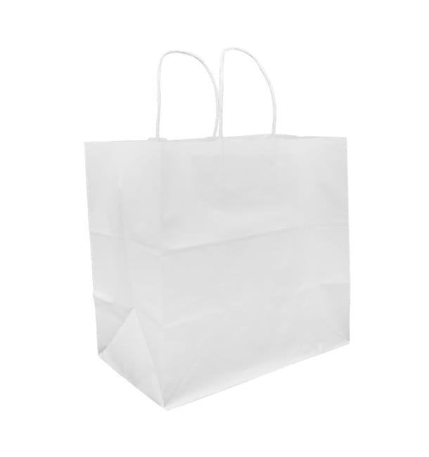 Bolsa Papel Kraft Blanca con Asas 80g 30+18x29cm (25 Uds) Bolsa Papel Kraft Blanca con Asas 80g 30+18x29cm (25 Uds)