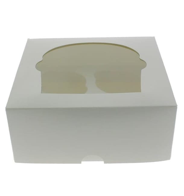 Caja 4 Cupcakes con Soporte 17,3x16,5x7,5cm Blanco (20 Uds)