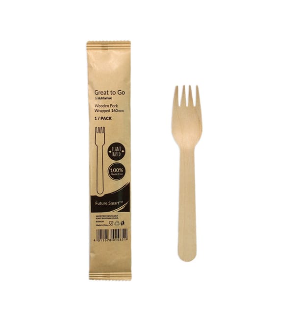 Tenedor de Madera BIO Enfundado 16cm (500 Uds) Tenedor de Madera BIO Enfundado 16cm (500 Uds)