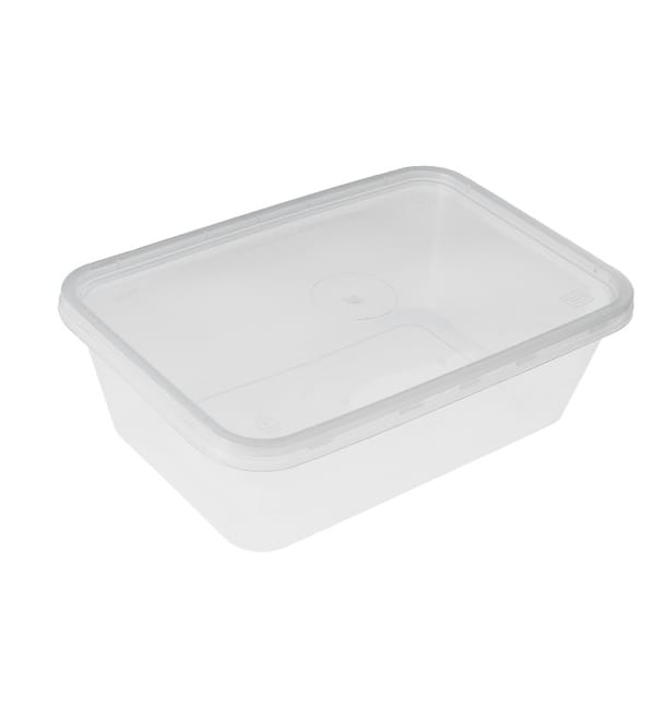 Tarrina Plástico Rectangular PP con Tapa 500ml (50 Uds) Tarrina Plástico Rectangular PP con Tapa 500ml (50 Uds)