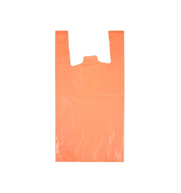 Bolsa Plástico Camiseta 70% Reciclado “Colors” Naranja 42x53cm G200 (1.000 Uds) Bolsa Plástico Camiseta 70% Reciclado “Colors” Naranja 42x53cm G200 (1.000 Uds)