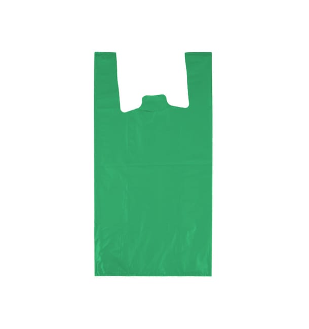 Bolsa Plástico Camiseta 70% Reciclado “Colors” Verde 42x53cm G200 (50 Uds) Bolsa Plástico Camiseta 70% Reciclado “Colors” Verde 42x53cm G200 (50 Uds)