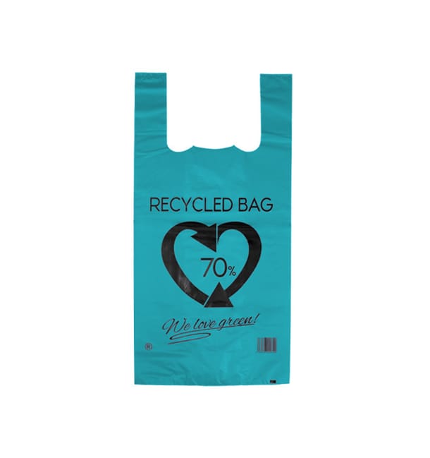 Bolsa Plástico Camiseta 70% Reciclado Azul 42x53cm G200 (50 Uds) Bolsa Plástico Camiseta 70% Reciclado Azul 42x53cm G200 (50 Uds)