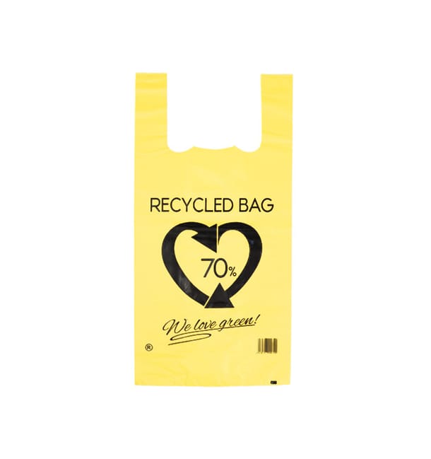 Bolsa Plástico Camiseta 70% Reciclado Amarillo 42x53cm G200 (1.000 Uds) Bolsa Plástico Camiseta 70% Reciclado Amarillo 42x53cm G200 (1.000 Uds)