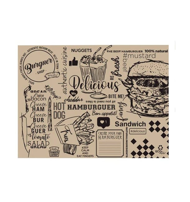 Mantel Individual de Papel Kraft "Burguer" 30x40cm 40g/m² (1.000 Uds) Mantel Individual de Papel Kraft "Burguer" 30x40cm 40g/m² (1.000 Uds)