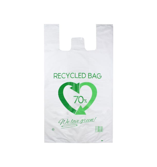 Bolsa Plástico Camiseta 70% Reciclado 70x80cm G200 (50 Uds) Bolsa Plástico Camiseta 70% Reciclado 70x80cm G200 (50 Uds)