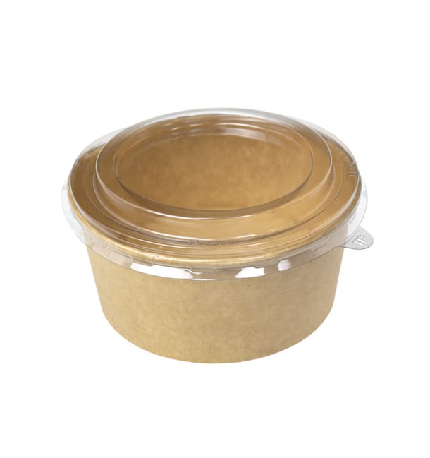 Tarrina de Cartón Kraft-Kraft con Tapa PP 750ml (300 Uds) Tarrina de Cartón Kraft-Kraft con Tapa PP 750ml (300 Uds)