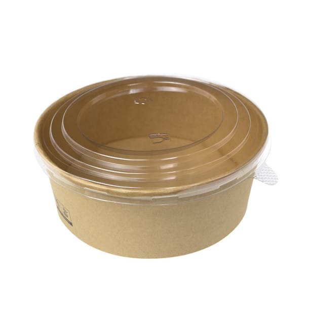 Tarrina de Cartón Kraft-Kraft con Tapa PP 1000ml (25 Uds) Tarrina de Cartón Kraft-Kraft con Tapa PP 1000ml (25 Uds)