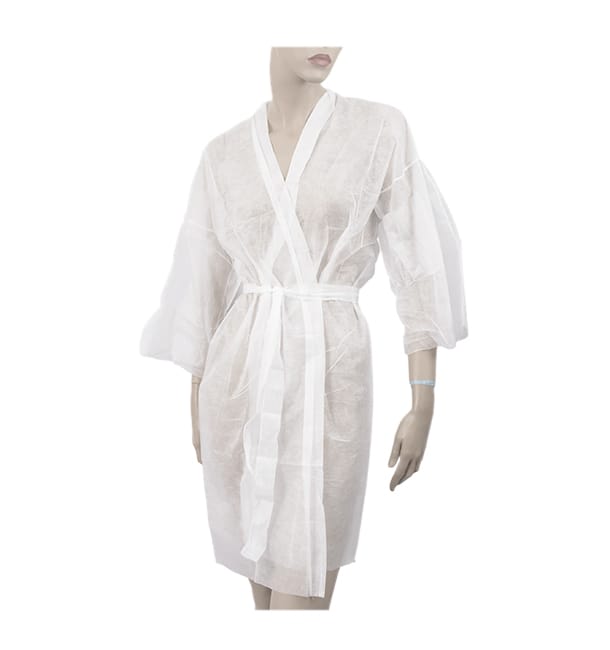 Bata Kimono en TST PP Cintas y Bolsillo Blanco XL (100 Uds)