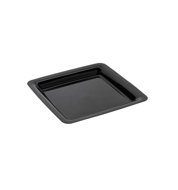 Plato Reutilizable PS Cuadrado Extra Rigido Negro 18x18cm (20 Uds) Plato Reutilizable PS Cuadrado Extra Rigido Negro 18x18cm (20 Uds)