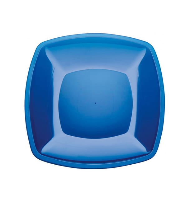Plato Llano Reutilizable PS Azul Transp. Square 30cm (12 Uds) Plato Llano Reutilizable PS Azul Transp. Square 30cm (12 Uds)