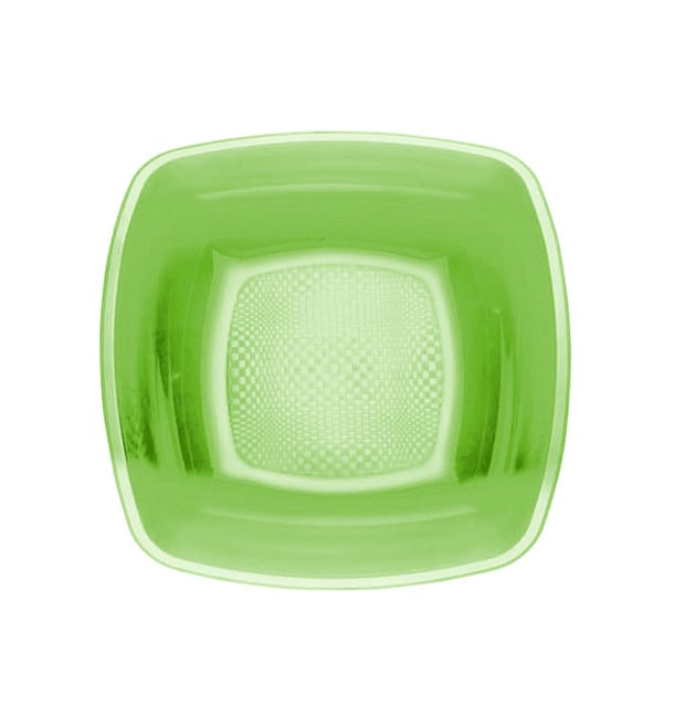 Plato Hondo Reutilizable PP Verde Lima Square 18cm (25 Uds) Plato Hondo Reutilizable PP Verde Lima Square 18cm (25 Uds)