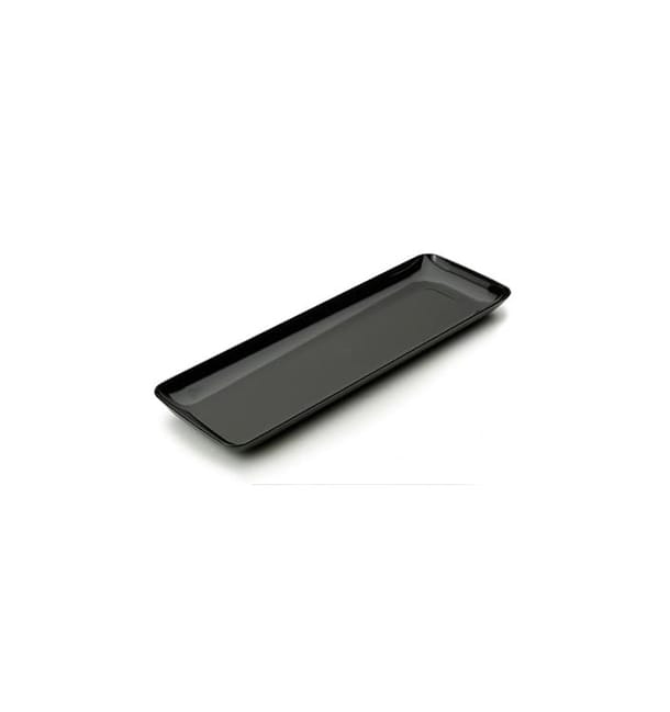 Plato Plastico Rectangular Degustacion Negro 6x19 cm Plato Plastico Rectangular Degustacion Negro 6x19 cm