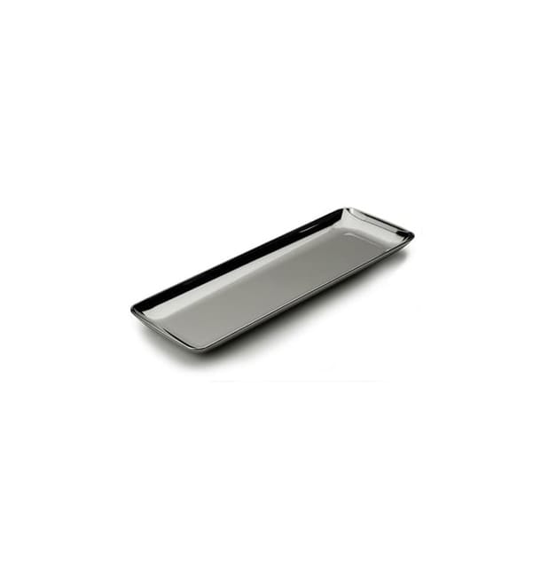 Plato Plastico Rectangular Degustacion Plata 6x19 cm Plato Plastico Rectangular Degustacion Plata 6x19 cm
