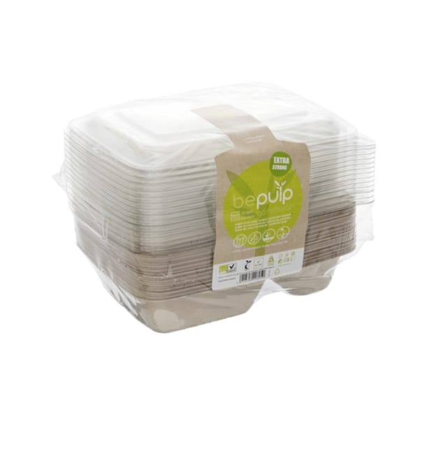 Envase Caña de Azúcar 2C con tapa 750ml 23x16cm (15 Uds) Envase Caña de Azúcar 2C con tapa 750ml 23x16cm (15 Uds)