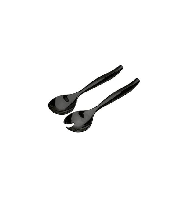 Cuchara y Tenedor De Plastico Para Ensaladas Negro Cuchara y Tenedor De Plastico Para Ensaladas Negro