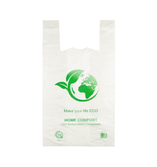 Bolsa Plastico Camiseta 100% Biodegradable 40x50cm (100 Uds) Bolsa Plastico Camiseta 100% Biodegradable 40x50cm (100 Uds)