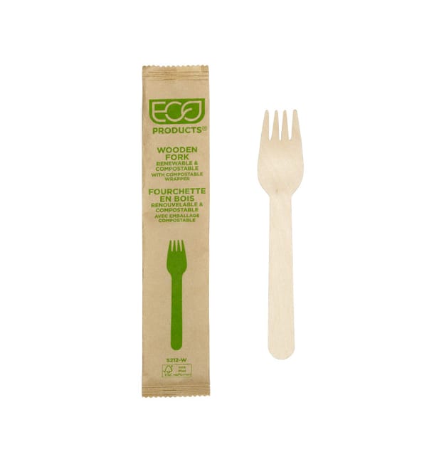 Tenedor de Madera Desechable Enfundado 16cm (500 Uds) Tenedor de Madera Desechable Enfundado 16cm (500 Uds)