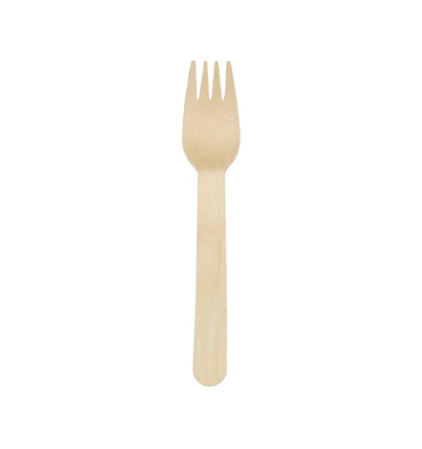 Tenedor de Madera Desechable 16cm (25 Uds)
