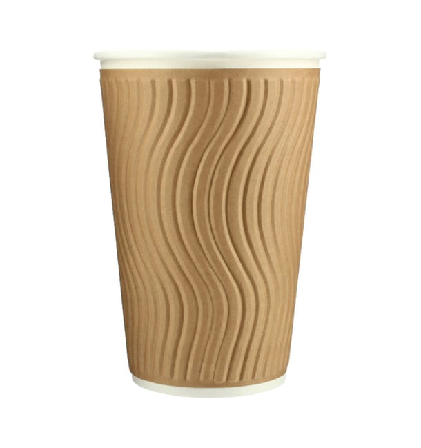 Vaso Cartón Rizado 16 Oz/495ml Kraft Ø9,0cm (620 Uds) Vaso Cartón Rizado 16 Oz/495ml Kraft Ø9,0cm (620 Uds)