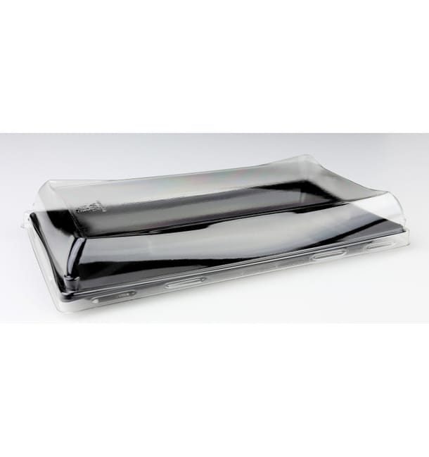 Bandeja Reutilizable PET Negra con Tapa 12x16cm (300 Uds) Bandeja Reutilizable PET Negra con Tapa 12x16cm (300 Uds)