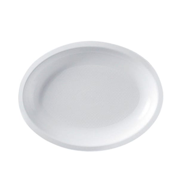 Bandeja Reutilizable PP Ovalada Round Blanca 25,5x19cm (600 Uds)