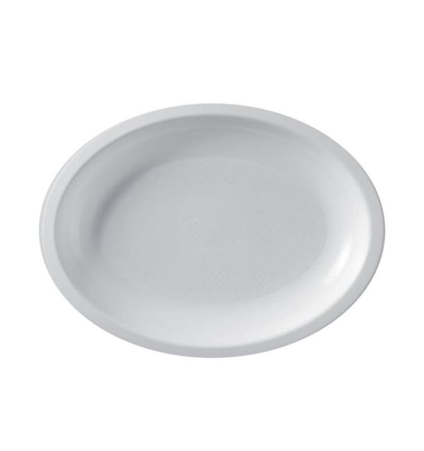 Bandeja Reutilizable PP Ovalada Round Blanca 31,5x22cm (300 Uds)