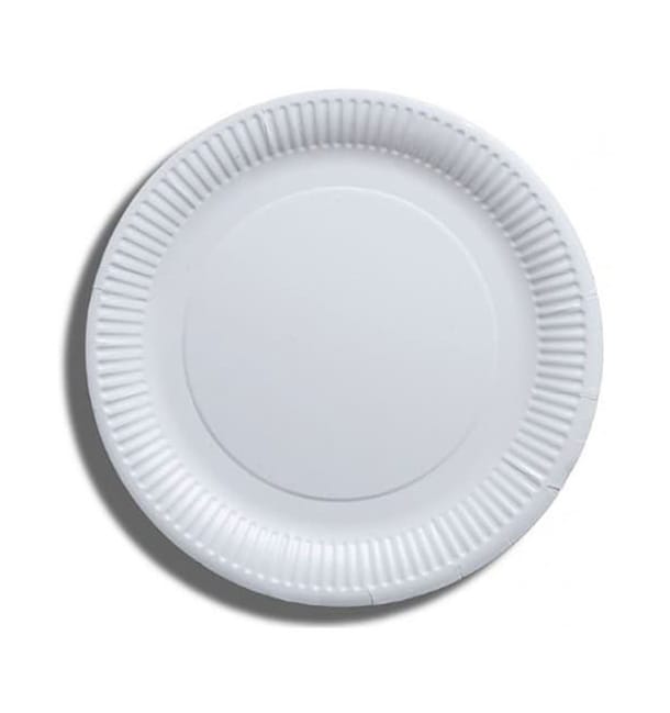 Plato de Papel Blanco Biodegradable Ø23 cm (1000 Uds) Plato de Papel Blanco Biodegradable Ø23 cm (1000 Uds)