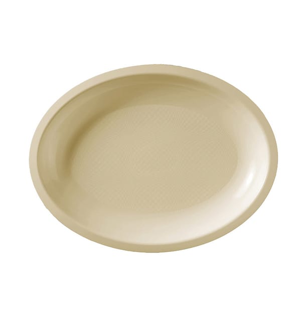 Bandeja Reutilizable PP Ovalada Round Crema 25,5x19cm (600 Uds) Bandeja Reutilizable PP Ovalada Round Crema 25,5x19cm (600 Uds)