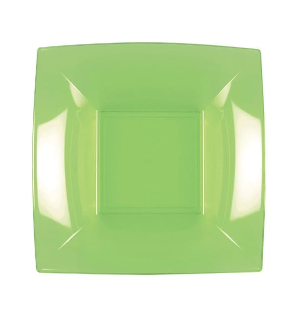 Plato Hondo Reutilizable PP Verde Lima Nice 18cm (300 Uds)