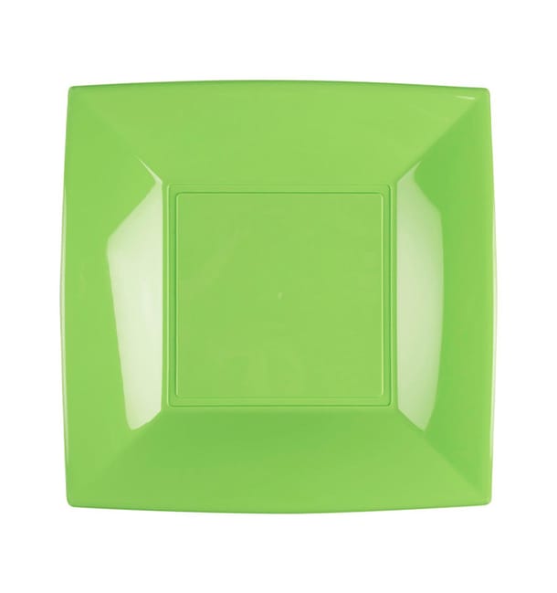 Plato Llano Reutilizable PP Verde Lima Nice 23cm (300 Uds) Plato Llano Reutilizable PP Verde Lima Nice 23cm (300 Uds)