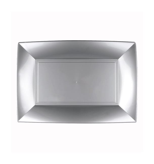 Bandeja Reutilizable PP Gris Nice 28x19cm (12 Uds) Bandeja Reutilizable PP Gris Nice 28x19cm (12 Uds)