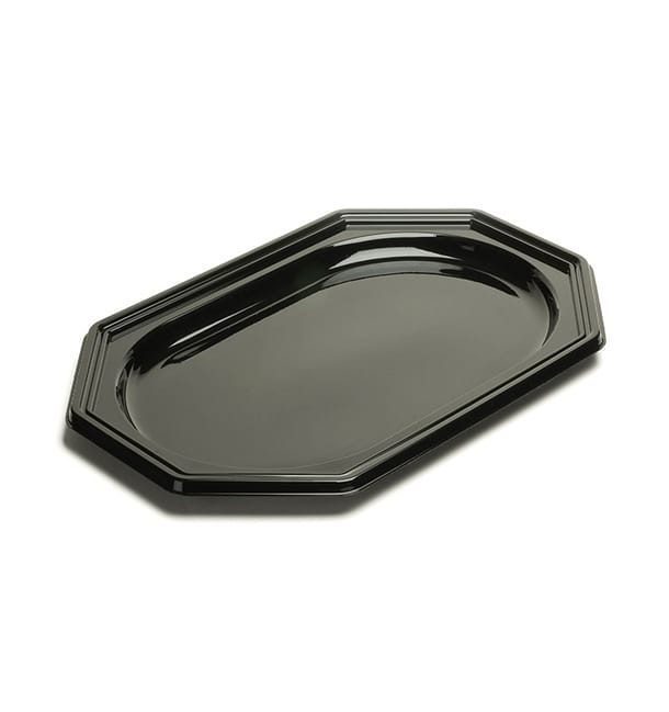 Bandeja Reutilizable PET Octogonal Negra 27x19cm (10 Uds) Bandeja Reutilizable PET Octogonal Negra 27x19cm (10 Uds)