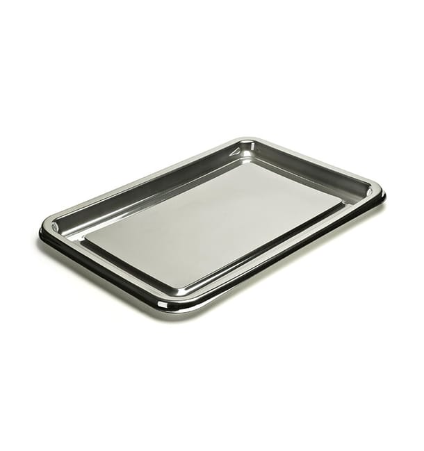 Bandeja Reutilizable PET Rectangular Plata 46X30cm (5 Uds)