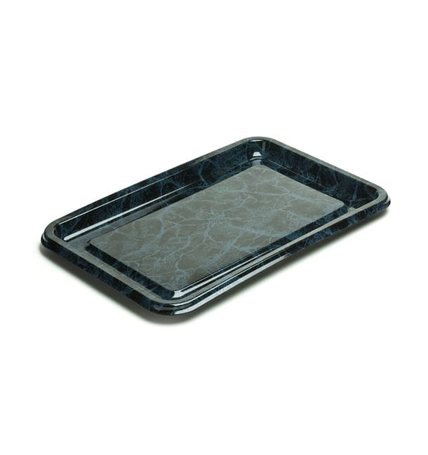 Bandeja Reutilizable PET Rectangular Mármol 55X37cm (50 Uds)