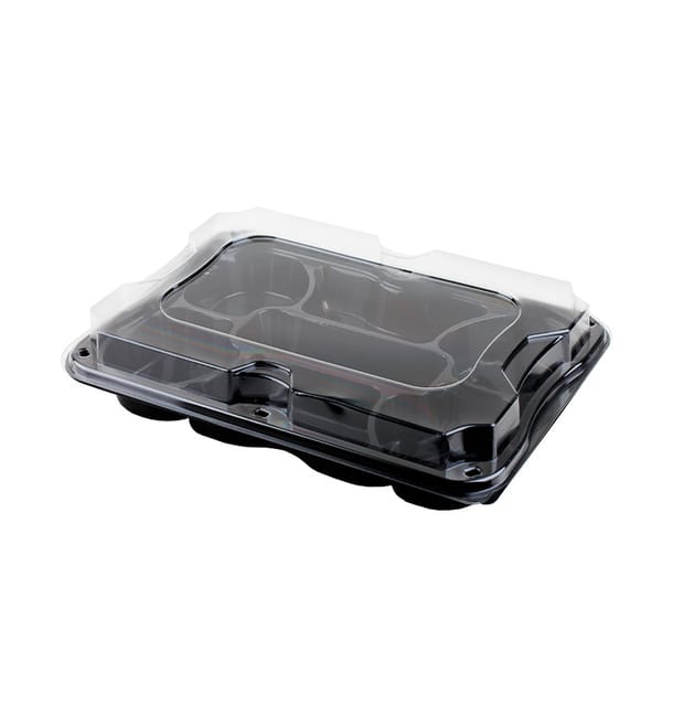 Bandeja Reutilizable PET 7C con Tapa 35x24cm (25 Uds) Bandeja Reutilizable PET 7C con Tapa 35x24cm (25 Uds)