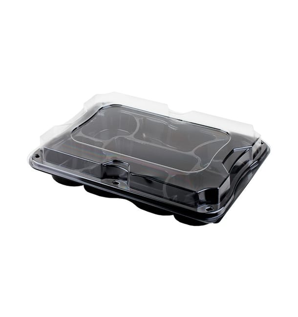 Bandeja Reutilizable PET 7C con Tapa 35x24cm (25 Uds)